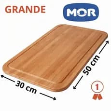 Tábua de Corte Churrasco Bambu 50x30 cm Grande com Canaleta Mor