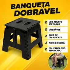 Banco Banqueta Portátil Dobrável Resistente até 100Kgs Casa Camping Passeio Pesca