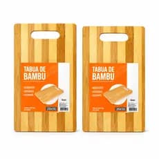 Kit com 2 Tábuas de Corte em Bambu Durável Ecológica e Prática 26X16