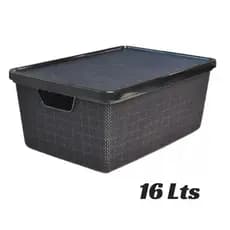Kit 2, 3 ou 5 Caixas Organizadoras Jutta 16 Litros Preta Cesto Org