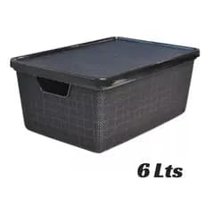 Kit 2, 3 ou 5 Caixas Organizadoras Jutta 6 Litros Preta Cesto Org