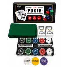 Kit de Poker 200 Fichas com 2 Baralhos Toalha de Mesa e Botões Dealer Jogo Completo