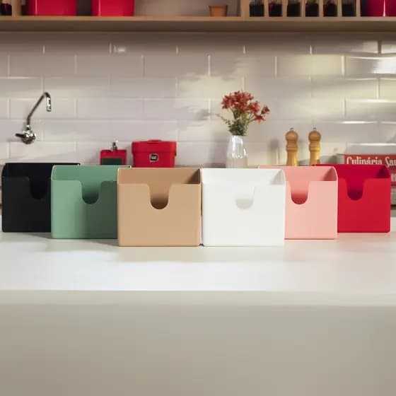 Porta Guardanapo Plástico Cozinha Mesa Restaurante Slim Compacto BPA Free Durável UZ418 - Cores