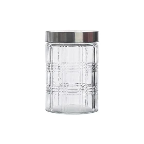 Pote Porta Mantimento Vidro Redondo Tampa Inox Elegance 1,25L Cozinha Premium Armazenar - Le Bianco