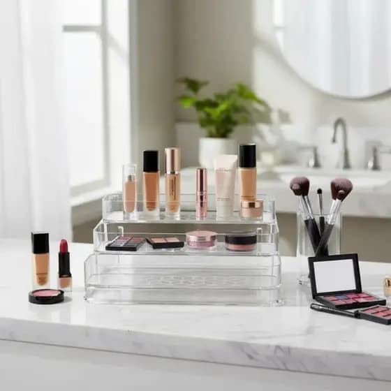 Organizador de Perfumes e Maquiagens Acrílico  Multinível Transparente Multiuso - UZ