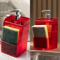 Dispenser De Pia Porta Detergente Esponja Slim Translucido 500ml Cozinha Premium Luxo UZ400 - Cores
