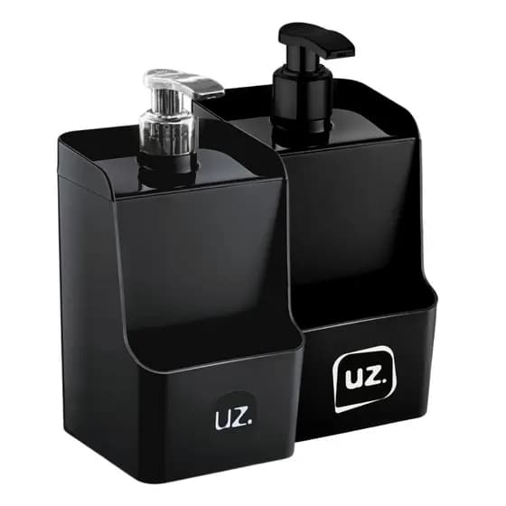 Porta Detergente Dispenser Porta Esponja Bucha Com Bico Dosador 500ml UZ - Preto