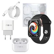 KIT Smartwatch 49mm + Fone Ouvido + Fonte TIPO-C + Cabo Lightning INOVA WFFCC-12777 (Liso)