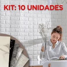 Kit 10 Placas 3D Tijolo Branco Adesivo Autocolante Decoração Quarto Sala Banheiro