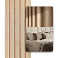 Kit 6 Placas Painel Ripado Carvalho Decorativo 45x16,9 WPC Revestimento Parede Sala Quarto