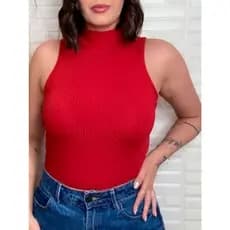 Blusa Regata Feminina Gola Alta Canelada Básica Sem Manga Ajuste Confortável Ideal para Looks Casuais