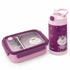 Marmita Pote Bento Box Infantil  Termica Desmontael Inox Crianca Menino Menina Azul Roxo Kit Escolar