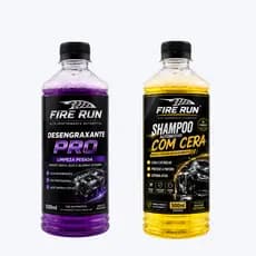 Kit Limpeza Automotiva Desengraxante + Shampoo Com Cera Firerun 500ml Promoção