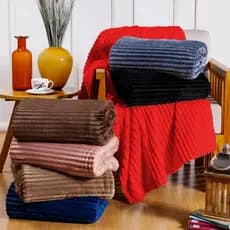 Manta Cobertor antialérgico Soft Alto Relevo Ondulada Canelada Mantinha Tamanho Cama Casal Para Frio 1,80 x 2,00 100% Microfibra - Decoração