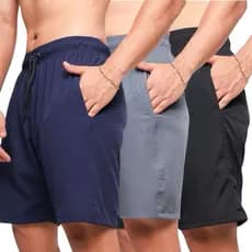 KIt com 3 short bermuda tactel com elastano com 3 bolsos fundos calção homem preto