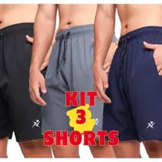 Kit com 03 bermuda tactel com elastano longa short homem premium