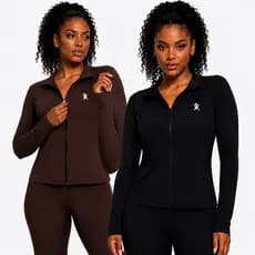 KIT 02 Jaqueta casaco com ziper feminino blusa proteção solar poliamida Academia