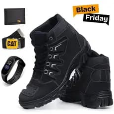 Bota Masculina Motoqueiro Mais Kit Cinto Carteira e Relogio Promoção Black Friday