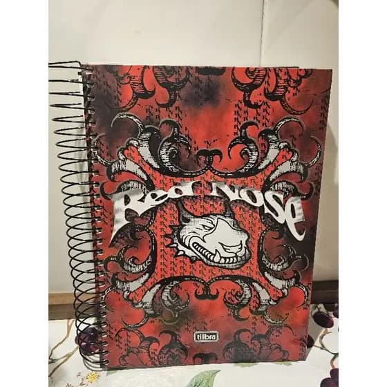 Caderno Red Nose - Vintage - Nostálgico - 16 matérias em capa dura - Caderno raro vintage para colecionadores