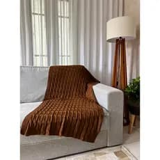 Peseira Manta Trança Tricô Decorativa Sofá Cama 150x90cm