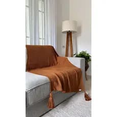 Peseira Manta Decorativa Pompom Sofá Sala Cama Luxo Tricot 150x90cm