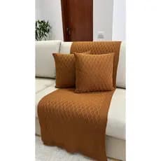 Kit Peseira Manta Tricot Sala Cama Casal Sofá 180x60cm Veneza + 2 capas
