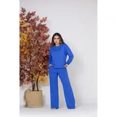 Conjunto Moletinho Feminino Inverno – Blusa Manga Longa + Calça Pantalona