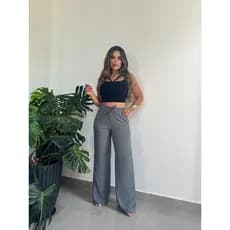 Calça Feminino Pantalona Duna Cintura Alta Com Bolso PROMOÇÃO
