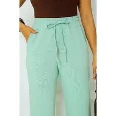 Calça Pantalona Feminina Moletinho Cintura Alta com Elástico e Cordão – Confortável, Elegante e Versátil