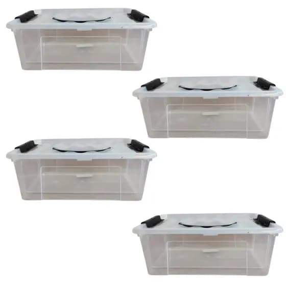 Kit 4 Caixas Organizadora Transparente 7 Litros