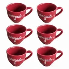 Jogo Kit 6 Xícaras De Café Porcelana Com Frases Positivas