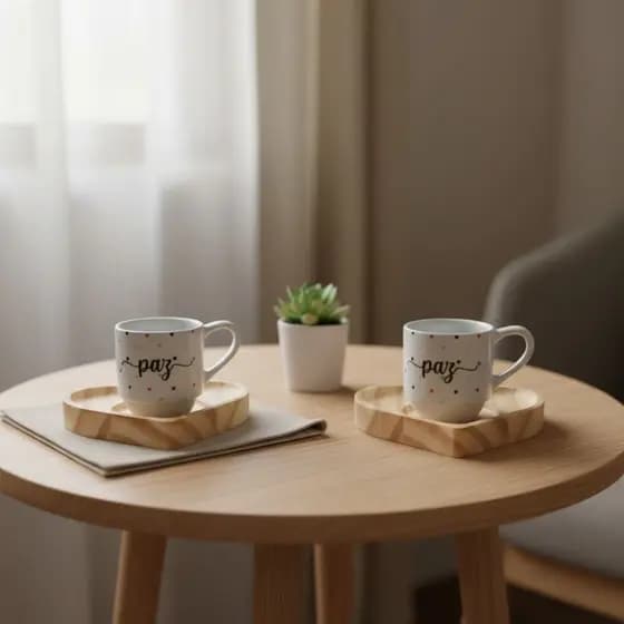 Kit Jogo 6 Xícaras De Café Expresso 75 ML Porcelana Personalizada Frases Mesa Posta