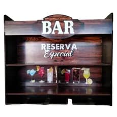 Mini Barzinho de Parede Suspenso Decorativo Suporte para Taças e Garrafas Bar Decoração área Gourmet