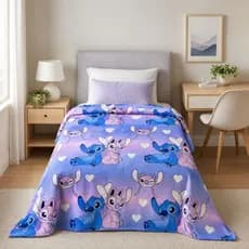 Cobertor Manta Casal Solteiro Stitch Original Disney Antialérgica Macia Quentinha Infantil Decorativa