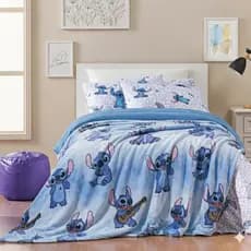 Manta Stitch Original Disney Cobertor Solteiro Casal Antialérgica Macia Quentinha Fleece Infantil Decorativa