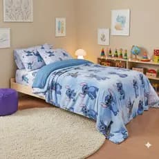 Cobertor /  Manta Infantil Solteiro - Casal Stitch Antialérgica - Original Disney - Promoção -