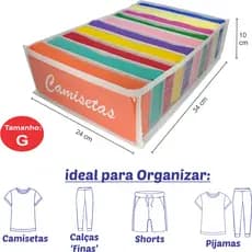 Organizador De Guarda Roupa / Colmeia Organizadora tamanho " G" - para Camisetas 01/03/04/05 Unid - Comprei Organizei!