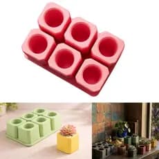 Molde Silicone 6 Cav Vasos Velas Suculenta Gesso Cimento Velas
