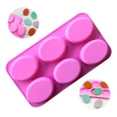 Forma De Silicone Sabonete Artesanal 6 Cavidades Oval 80g Liso Sabão Saboaria Artesanal