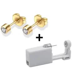1 Perfurador de Orelha + Par de Brincos Manual Descartável Furar Nariz Outros
