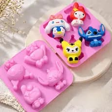 Molde Silicone 4 Desenhos Stitch Kumori Sanrio Sabonete Sabão Velas biscut Doces