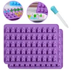 Moldes Silicone Ursinho Gummy Bear Forma Gelatina Bala Candy Shape + Conta Gotas