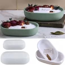 Molde Silicone Bandeja Oval Formato Tigela Gesso Resina Cimento Velas