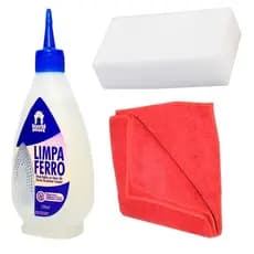 Kit Limpeza de Ferro Passar Roupa com Pano Vermelho Esponja