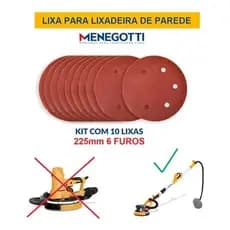 Kit Com 10 Lixas Lixadeira Menegotti 225mm 120 Gr