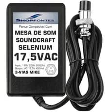 Fonte AC 17,5Vac Mike 3 Vias Para Mesa Som Selenium Soundcraft Mixer Sx802 1202fx