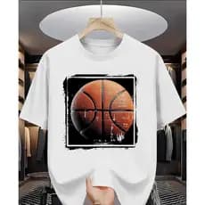 Camiseta Básica Unissex Streetwear Camisa T-Shirt Slim Algodão Bola Basquete