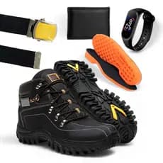 Coturno Masculino Adventure Extreme Modalidade Motoqueiro Conforto Extreme Mais Cinto Carteira e Relógio