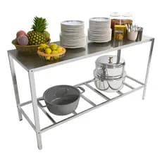 Mesa Espaçosa Carrinho E Estante De Padaria Inox Moderno