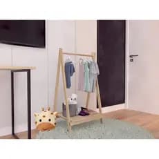 Arara Infantil Montessoriana Madeira Pinus Cabideiro Roupas Criança Organizador Quarto Baby Decoração